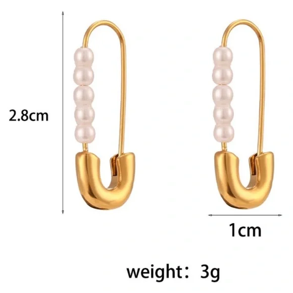 NEW PEARL HOOP 18K GOLD EARNINGS, NICE EARRINGS, CUTE EARRINGS - Picture 6 of 6